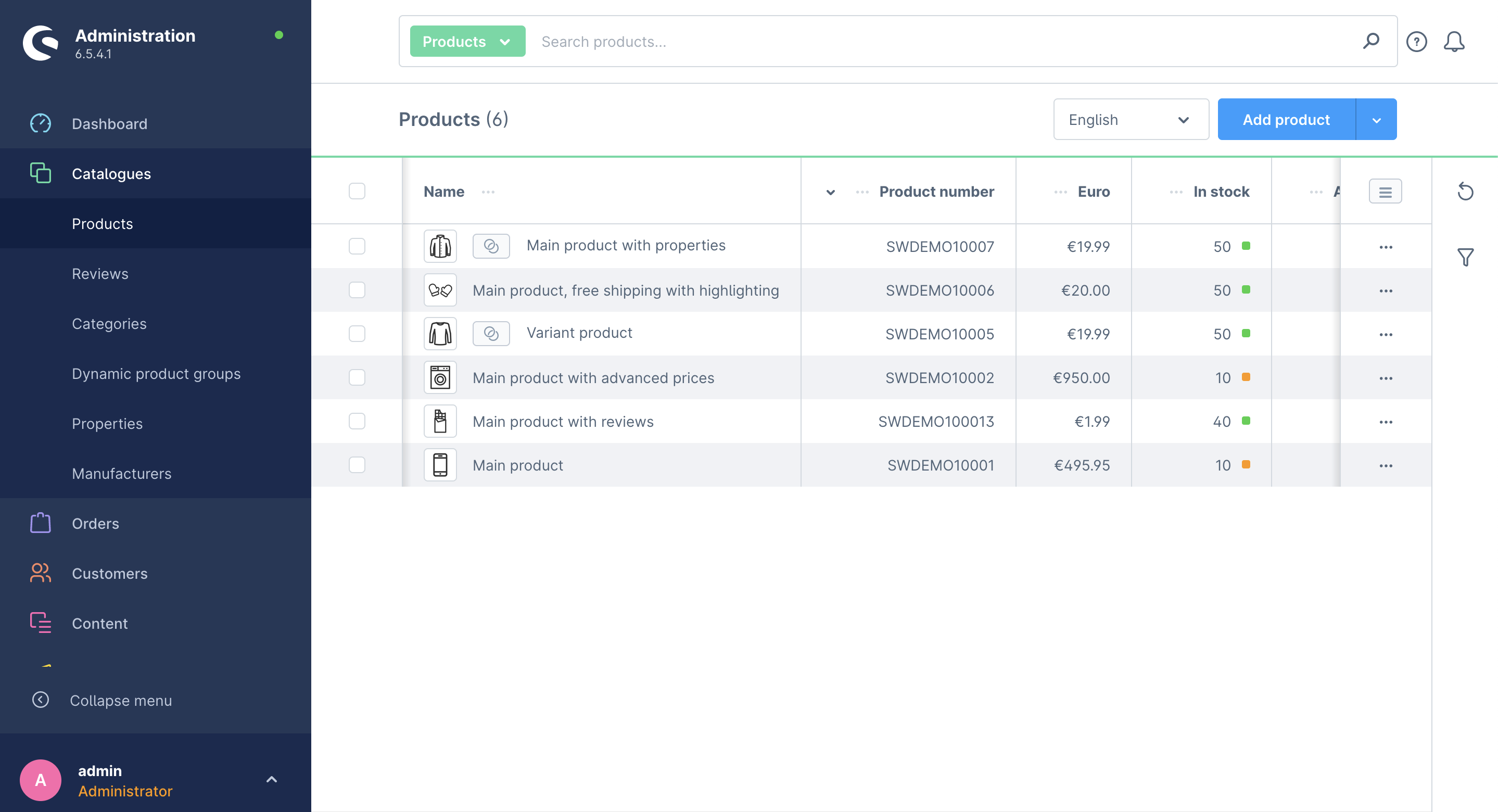 Shopware Produktkatalog